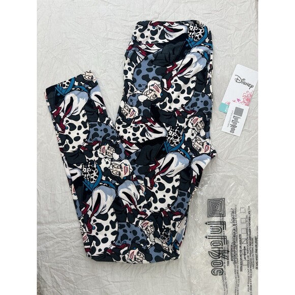 LuLaRoe Pants - Lularoe Disney‘s OS 2-10‎ Cruella Deville 101 dalmatians leggings New W Tag